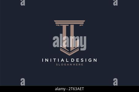 IL initial logo with pillar style, luxury law firm logo design ideas inspiration Stock Vector