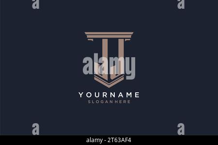 JJ initial logo with pillar style, luxury law firm logo design ideas inspiration Stock Vector