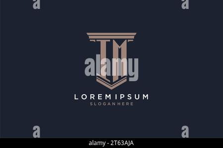IM initial logo with pillar style, luxury law firm logo design ideas inspiration Stock Vector