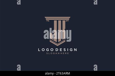 JX initial logo with pillar style, luxury law firm logo design ideas inspiration Stock Vector
