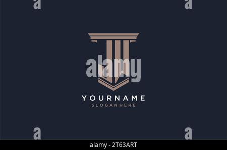 JW initial logo with pillar style, luxury law firm logo design ideas inspiration Stock Vector