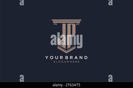 JP initial logo with pillar style, luxury law firm logo design ideas inspiration Stock Vector