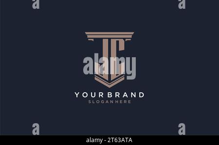 JC initial logo with pillar style, luxury law firm logo design ideas inspiration Stock Vector