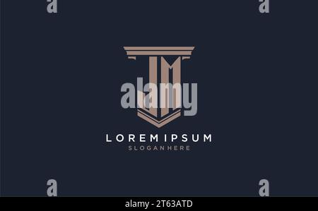 JM initial logo with pillar style, luxury law firm logo design ideas inspiration Stock Vector
