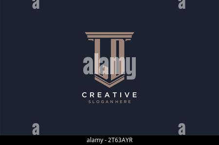 LD initial logo with pillar style, luxury law firm logo design ideas inspiration Stock Vector