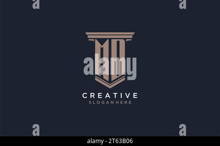 MD initial logo with pillar style, luxury law firm logo design ideas inspiration Stock Vector
