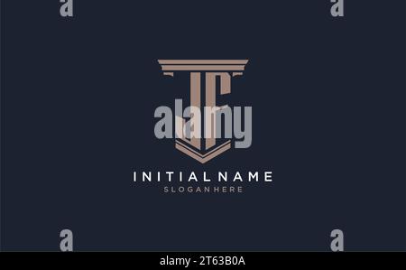 JF initial logo with pillar style, luxury law firm logo design ideas inspiration Stock Vector