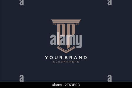PP initial logo with pillar style, luxury law firm logo design ideas inspiration Stock Vector