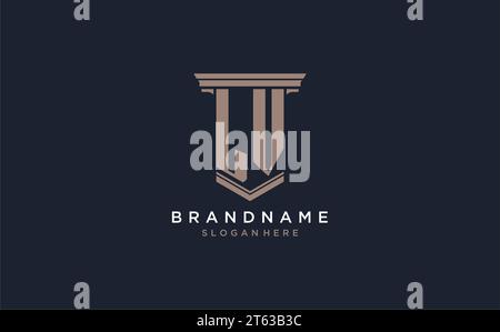 LV initial logo with pillar style, luxury law firm logo design ideas inspiration Stock Vector