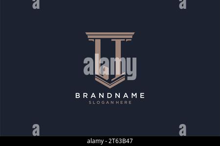 LI initial logo with pillar style, luxury law firm logo design ideas inspiration Stock Vector