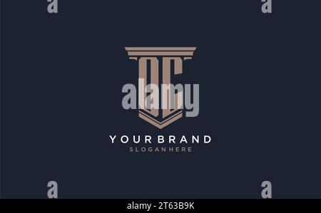 OC initial logo with pillar style, luxury law firm logo design ideas inspiration Stock Vector