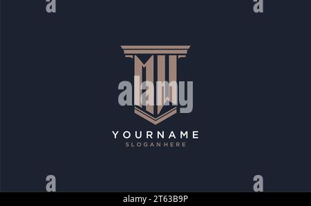 MW initial logo with pillar style, luxury law firm logo design ideas inspiration Stock Vector