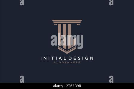 KL initial logo with pillar style, luxury law firm logo design ideas inspiration Stock Vector