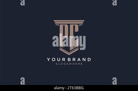 PC initial logo with pillar style, luxury law firm logo design ideas inspiration Stock Vector