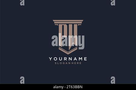 PW initial logo with pillar style, luxury law firm logo design ideas inspiration Stock Vector