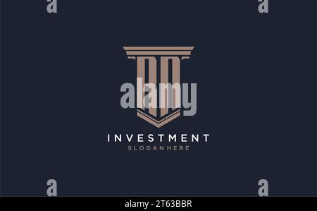 RN initial logo with pillar style, luxury law firm logo design ideas inspiration Stock Vector