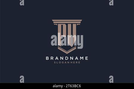 PV initial logo with pillar style, luxury law firm logo design ideas inspiration Stock Vector