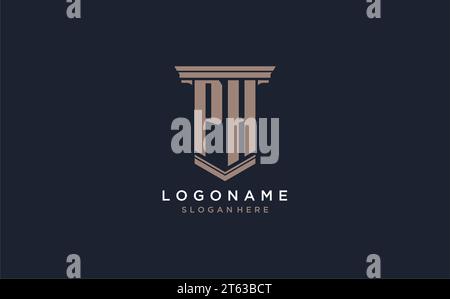 PH initial logo with pillar style, luxury law firm logo design ideas inspiration Stock Vector