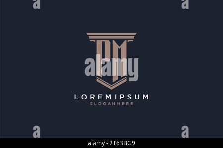 PM initial logo with pillar style, luxury law firm logo design ideas inspiration Stock Vector