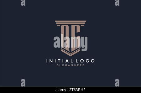 QG initial logo with pillar style, luxury law firm logo design ideas inspiration Stock Vector