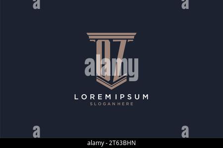 OZ initial logo with pillar style, luxury law firm logo design ideas inspiration Stock Vector