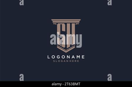 SH initial logo with pillar style, luxury law firm logo design ideas inspiration Stock Vector