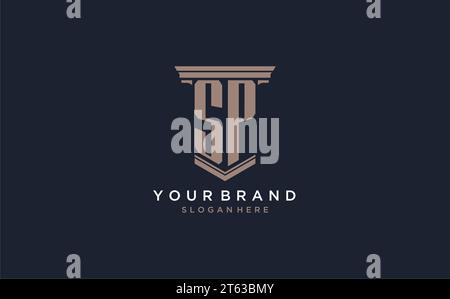 SP initial logo with pillar style, luxury law firm logo design ideas inspiration Stock Vector