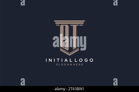 OT initial logo with pillar style, luxury law firm logo design ideas inspiration Stock Vector