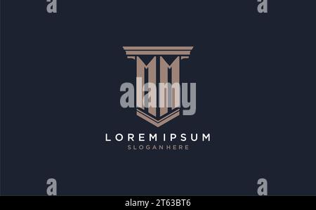 MM initial logo with pillar style, luxury law firm logo design ideas inspiration Stock Vector