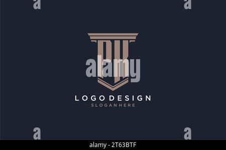 PK initial logo with pillar style, luxury law firm logo design ideas inspiration Stock Vector