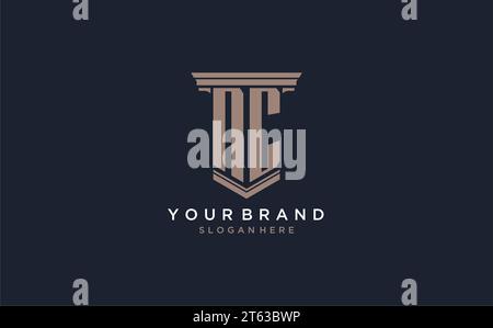 NC initial logo with pillar style, luxury law firm logo design ideas inspiration Stock Vector