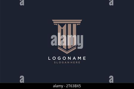 MU initial logo with pillar style, luxury law firm logo design ideas inspiration Stock Vector