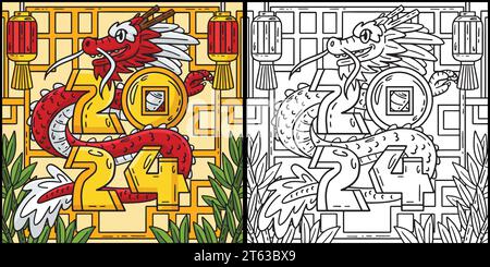 Year of the Dragon 2024 Kids Coloring Page Stock Vector Image & Art - Alamy