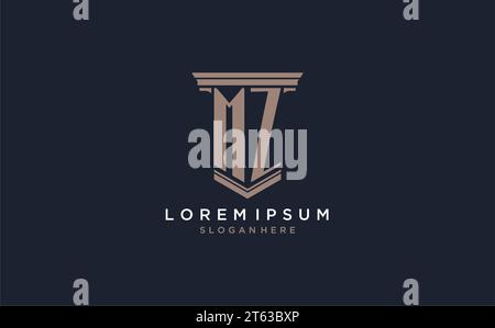 MZ initial logo with pillar style, luxury law firm logo design ideas inspiration Stock Vector