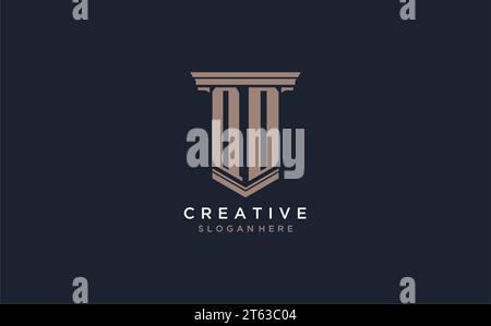 QD initial logo with pillar style, luxury law firm logo design ideas inspiration Stock Vector
