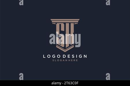 SK initial logo with pillar style, luxury law firm logo design ideas inspiration Stock Vector