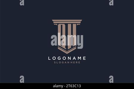 QH initial logo with pillar style, luxury law firm logo design ideas inspiration Stock Vector