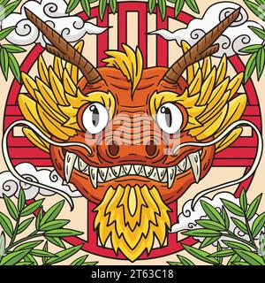 Year of the Dragon Head Cartoon Colored Clipart Stock Vector Image ...