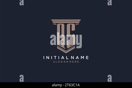 QS initial logo with pillar style, luxury law firm logo design ideas inspiration Stock Vector
