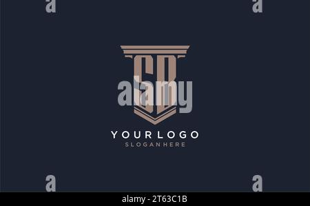 SB initial logo with pillar style, luxury law firm logo design ideas inspiration Stock Vector