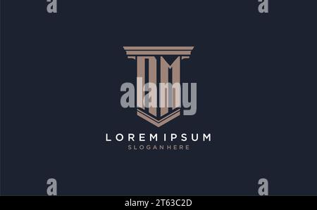 NM initial logo with pillar style, luxury law firm logo design ideas inspiration Stock Vector