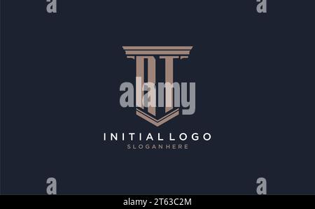 RT initial logo with pillar style, luxury law firm logo design ideas inspiration Stock Vector