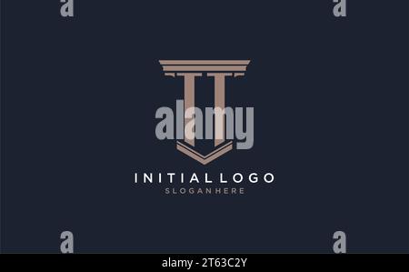 TT initial logo with pillar style, luxury law firm logo design ideas inspiration Stock Vector