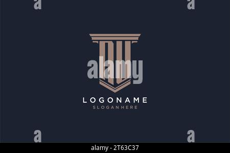 NU initial logo with pillar style, luxury law firm logo design ideas inspiration Stock Vector