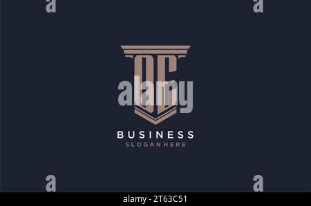 OE initial logo with pillar style, luxury law firm logo design ideas inspiration Stock Vector