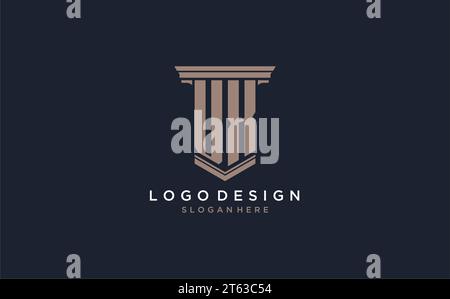 UX initial logo with pillar style, luxury law firm logo design ideas inspiration Stock Vector