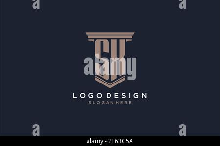 SX initial logo with pillar style, luxury law firm logo design ideas inspiration Stock Vector