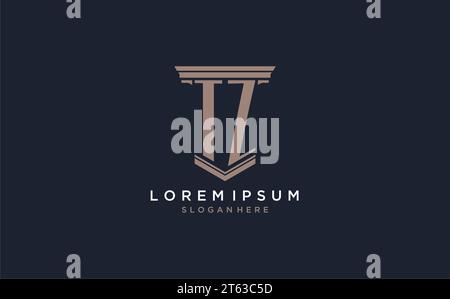 TZ initial logo with pillar style, luxury law firm logo design ideas inspiration Stock Vector
