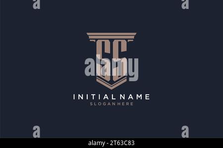 SS initial logo with pillar style, luxury law firm logo design ideas inspiration Stock Vector