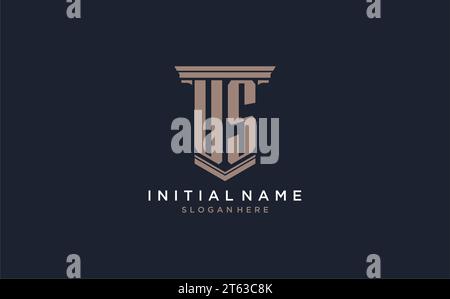 US initial logo with pillar style, luxury law firm logo design ideas inspiration Stock Vector